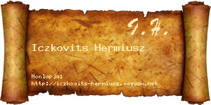 Iczkovits Hermiusz névjegykártya